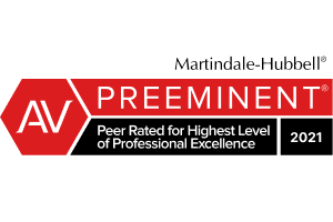 Martindale-Hubell Preeminent Peer Rated for Highest Level of Professional Excellence 2021