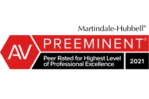 Martindale-Hubell Preeminent Peer Rated for Highest Level of Professional Excellence 2021